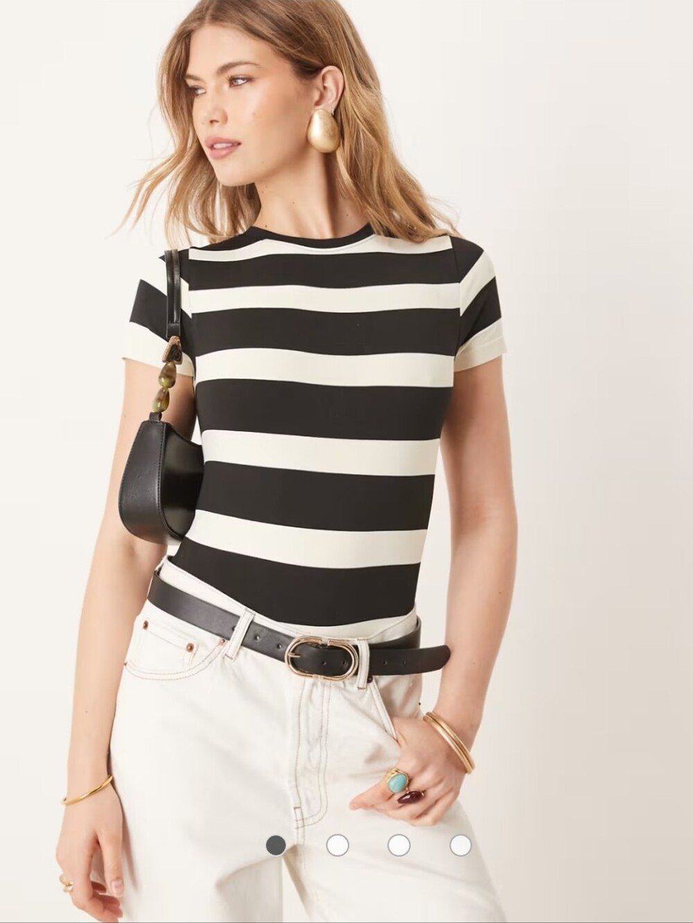 Abercrombie & Fitch Black and White Striped Short Sleeve Tee